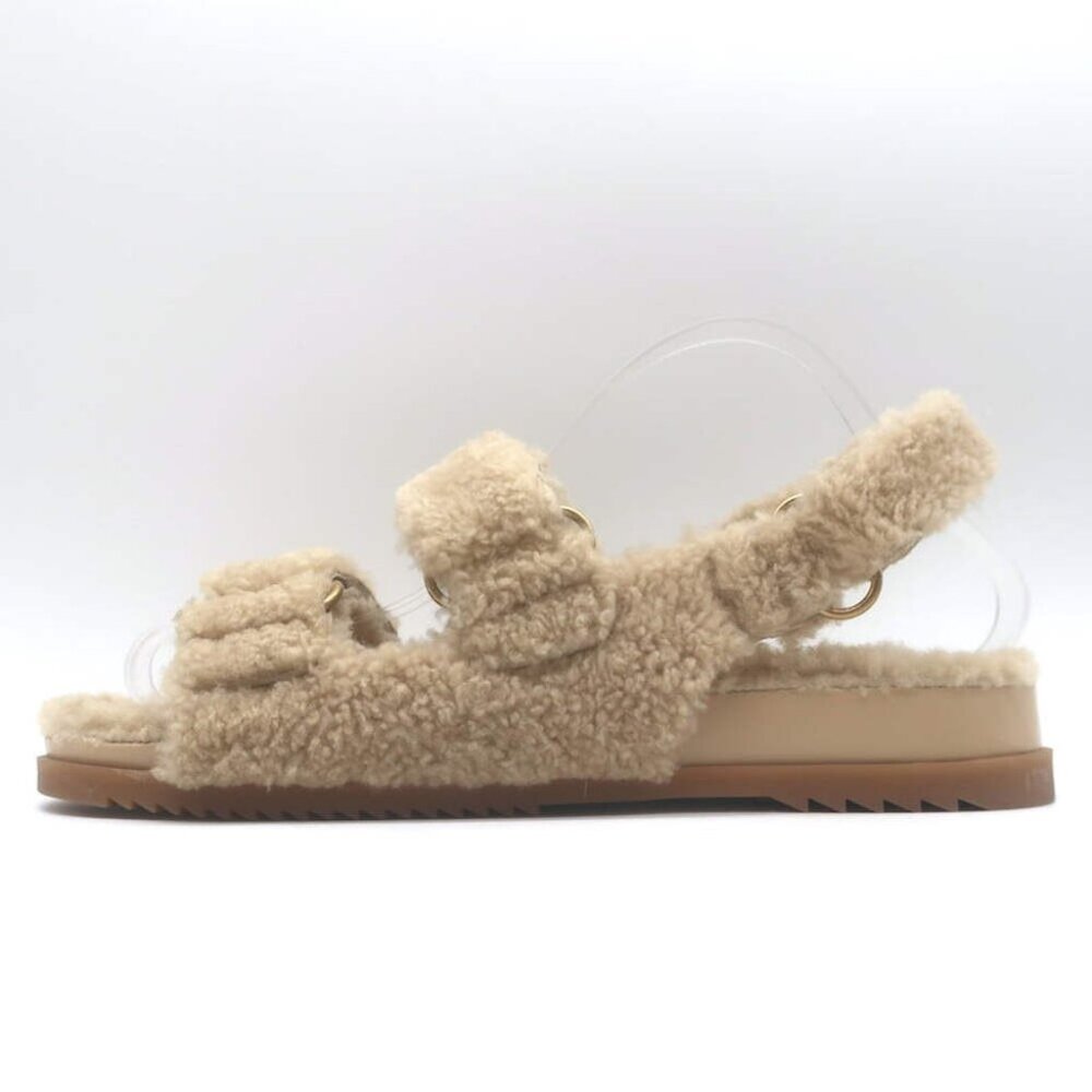 Gucci Double G Shearling Dad Sandals Beige Merino Wool Size 40 - Picture 7 of 16